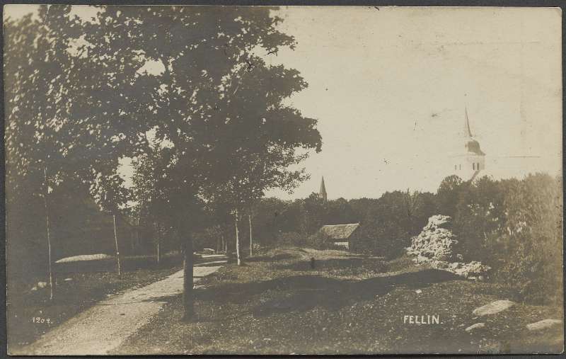 fotopostkaart, Viljandi, Pauluse kirik I Kirsimäe poolt, u 1905