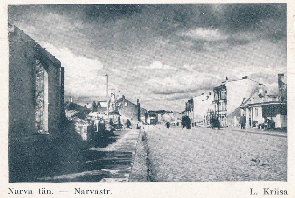 Tartu linnavaade. Narva mnt varemed. 1944.a.