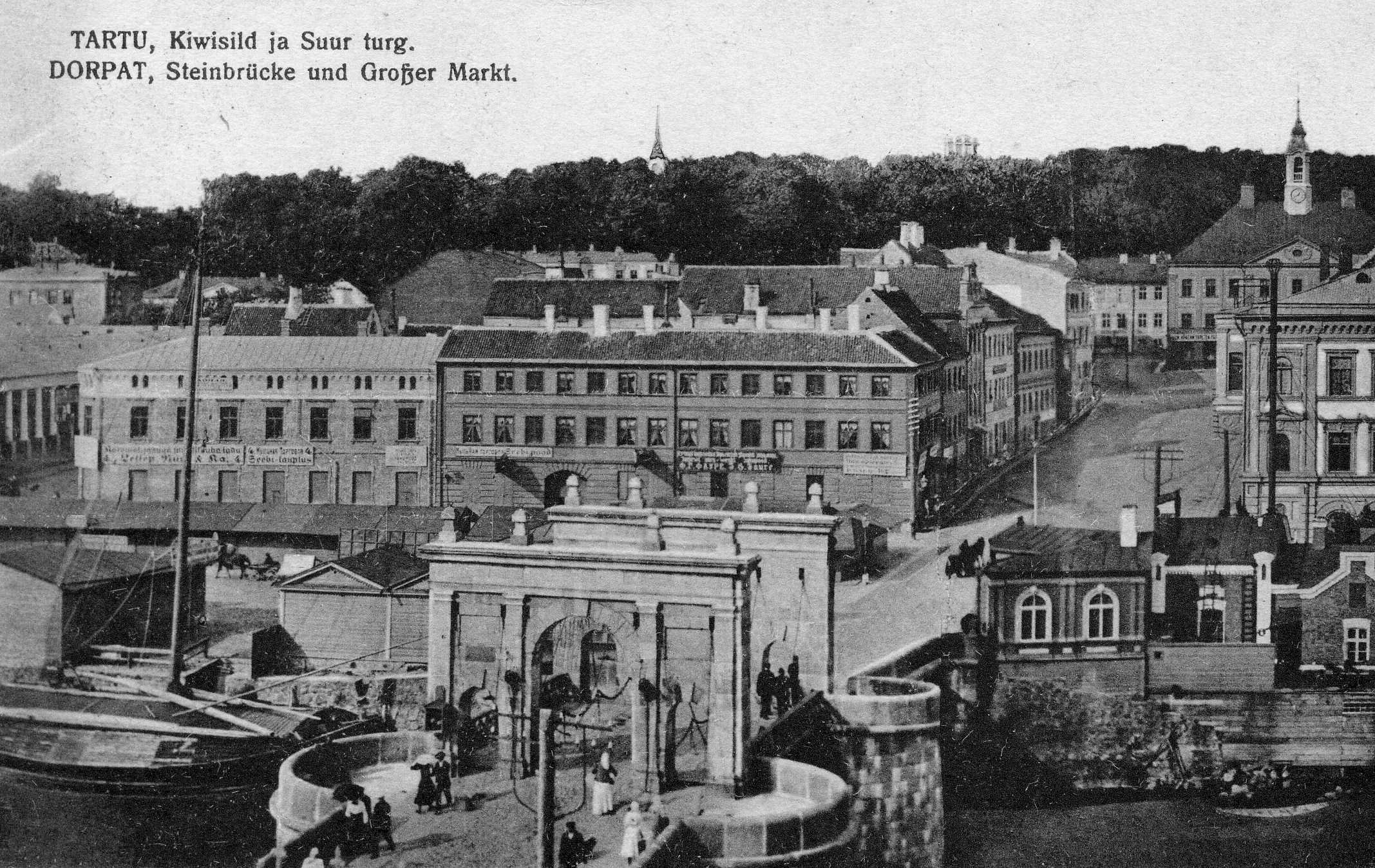 Üldvaade: Kivisild ja Raekoja plats. Tartu, 1905.- 1915.