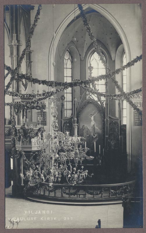 foto albumis, Viljandi, Pauluse kirik, altar, u 1910, foto J. Riet