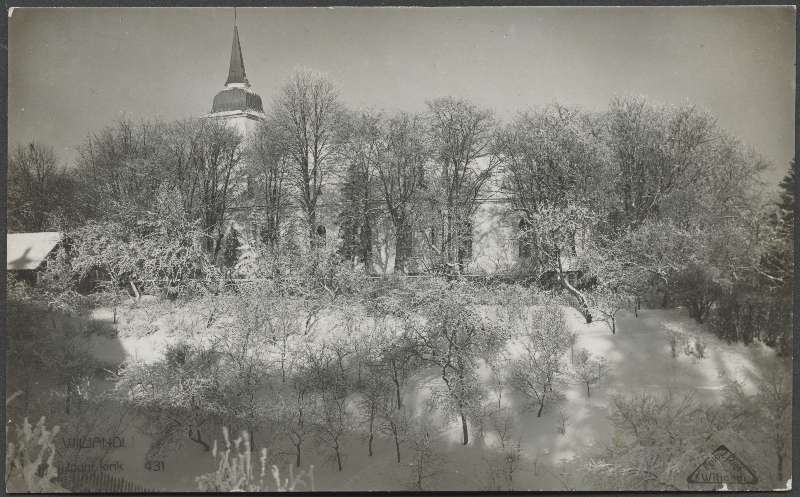 fotopostkaart, Viljandi, Jaani kirik I Kirsimäe poolt, u 1929, foto J. Riet