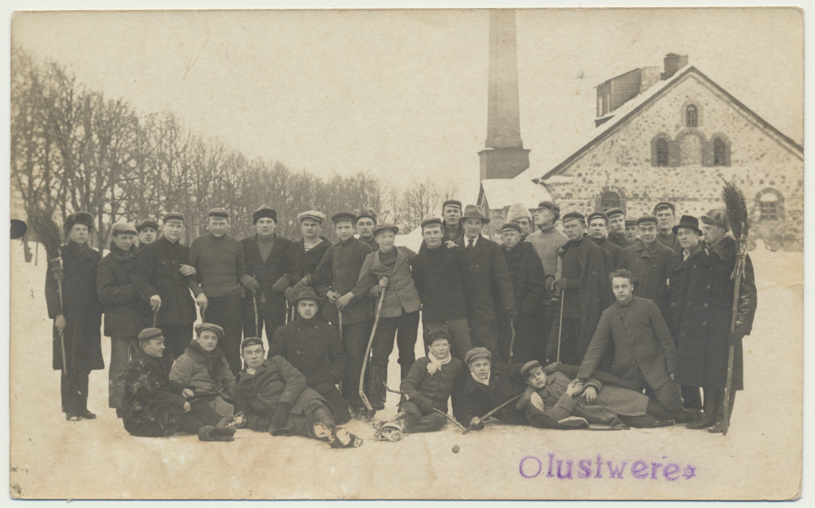 foto, Viljandimaa, Olustvere põllumajanduskooli jääpalli mängijad, u 1930