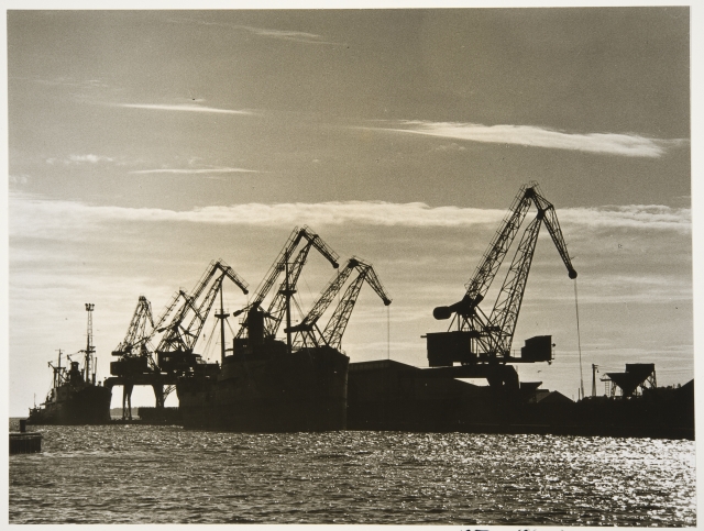 Lifts and freight ships in the port