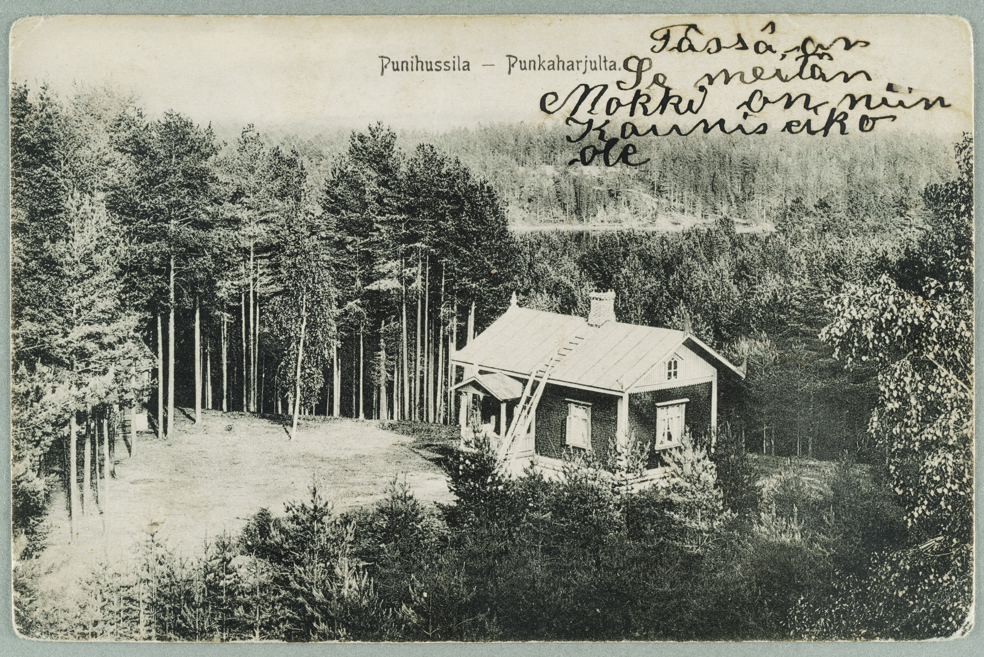 Punaussila Punkaharjun Valtionhotell roof terrace illustrated in the early 1900s