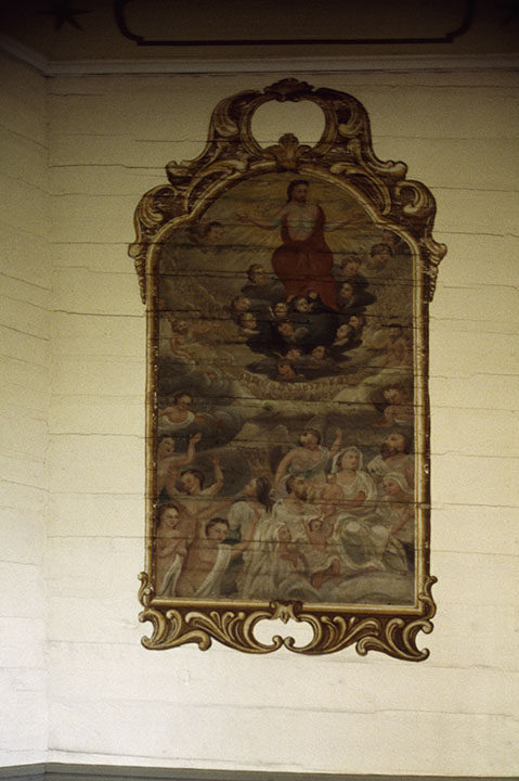 Oulaisten kirkon seinämaalaus; sisäkuva