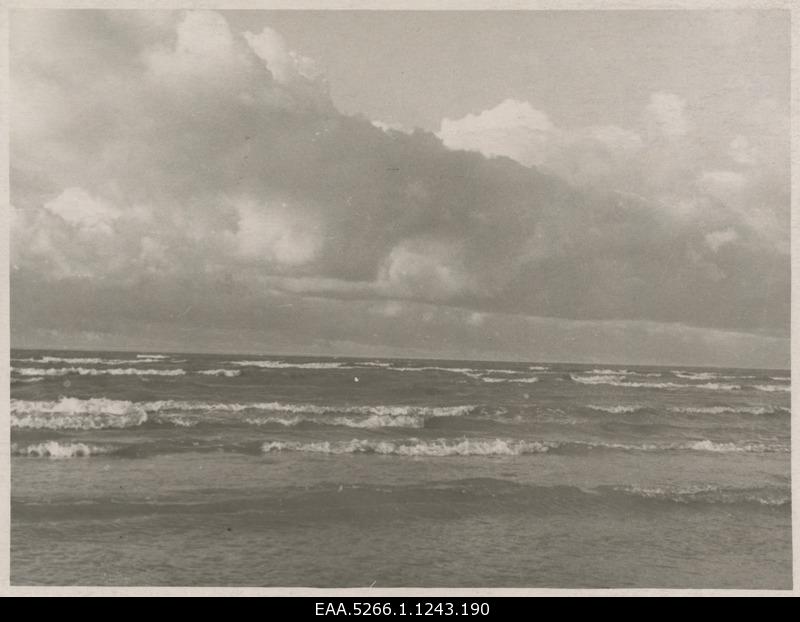 Foam waves on the beach of Pärnu. Nature photo