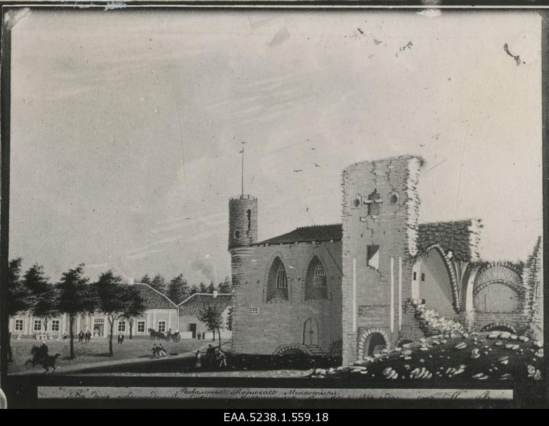 View of Padise monastery, repro drawing