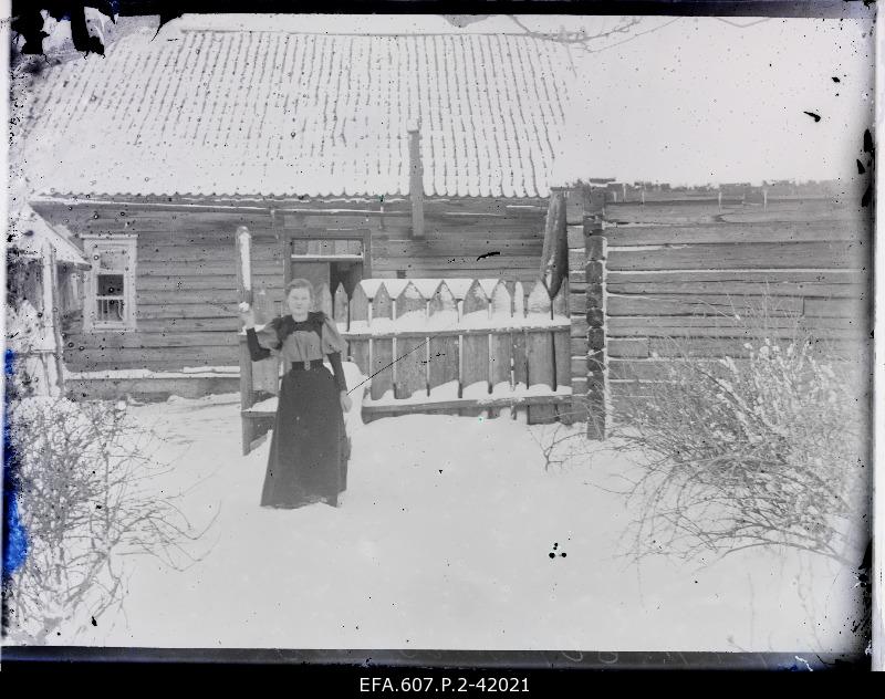 Woman in the backyard.