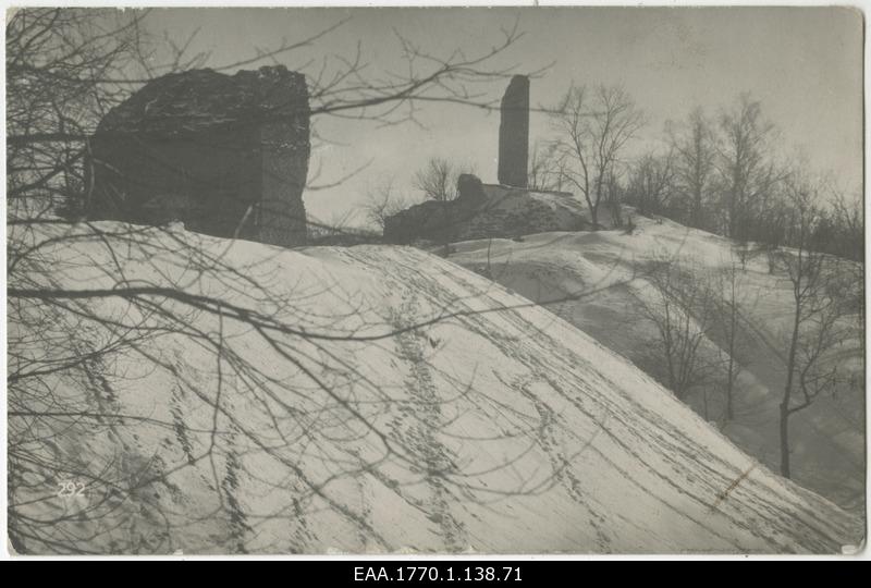 View of winter ruins of Viljandi Order, photo postcard