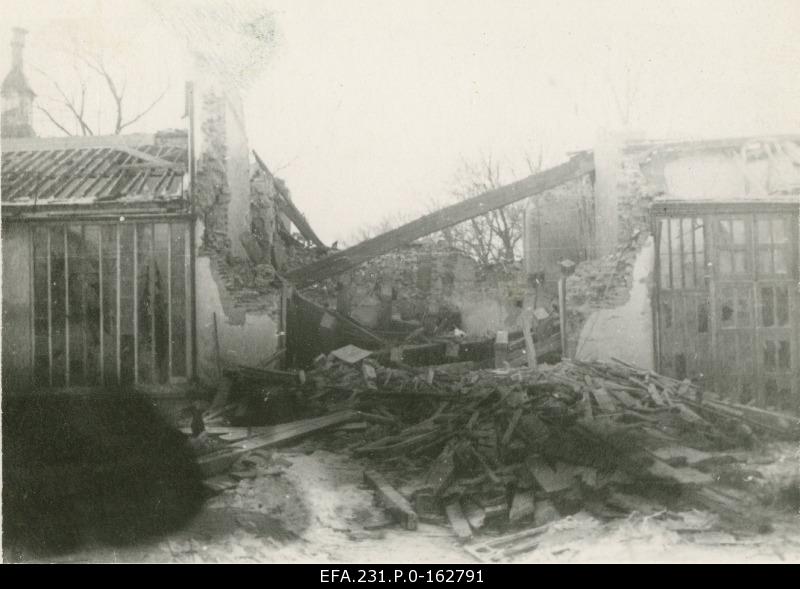 German occupation in Estonia. Botanic garden greenhouse after the bomb explosion.