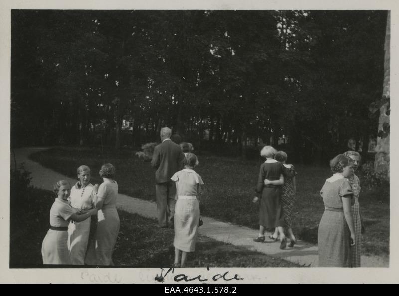 Participants of the tour of the Pärnu City Girls' Gymnasium in Northern Estonia in Paides