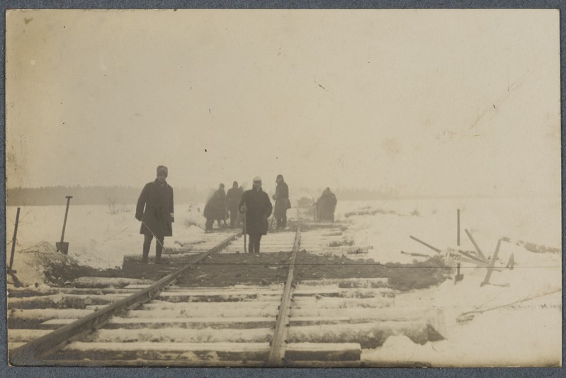 foto, Narva uue raudtee ehitus, tee täitmine, jaanuar 1920.