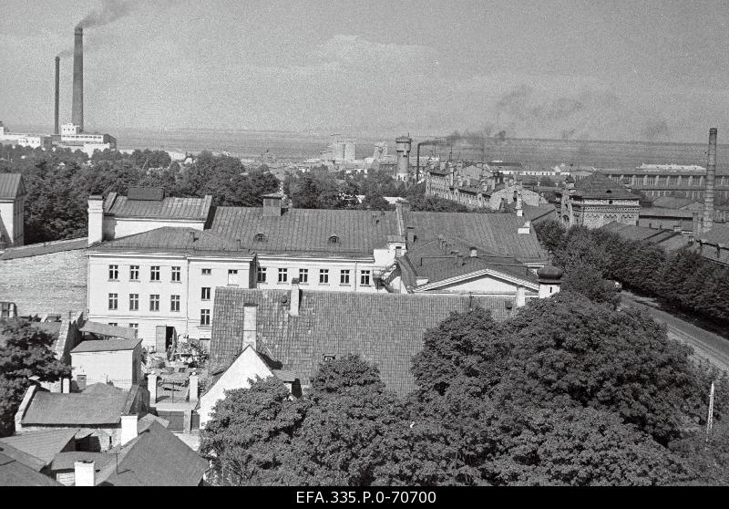View from the fire extinguishing building tower of Viru Square to the power plant.
