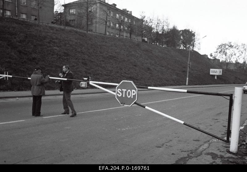 Barriers on the border between Estonia and Russia in Narva, Sõprus Bridge.