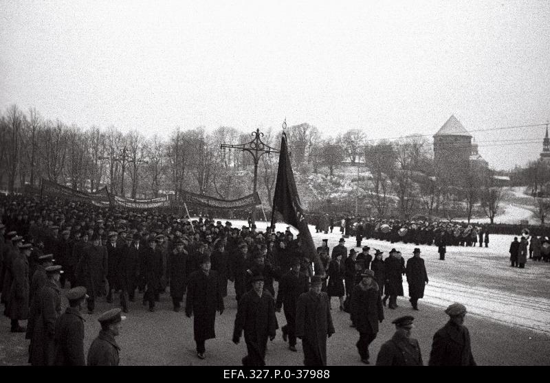 Workers' demonstration on the 23rd anniversary of the Great Socialist October Revolution.