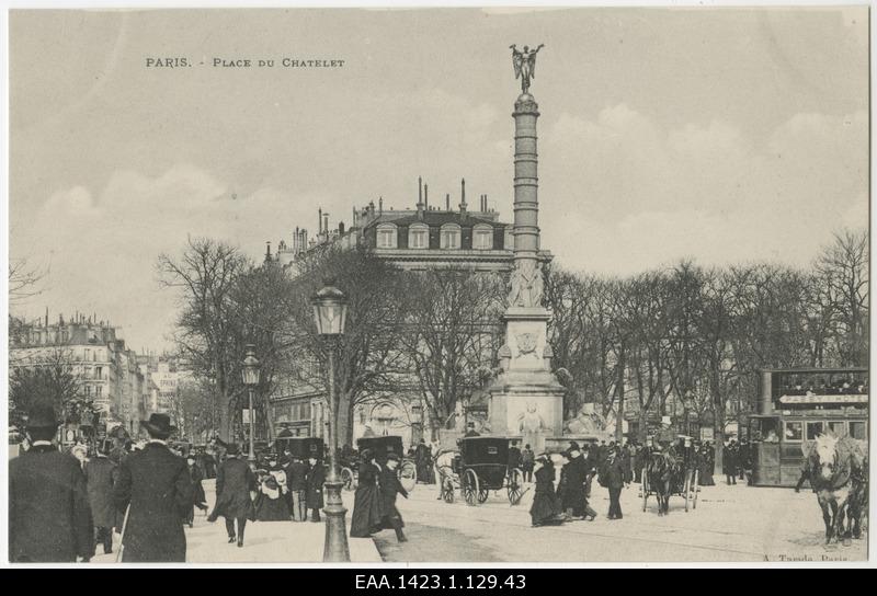 Place du Chatelet square in Paris, photo postcard