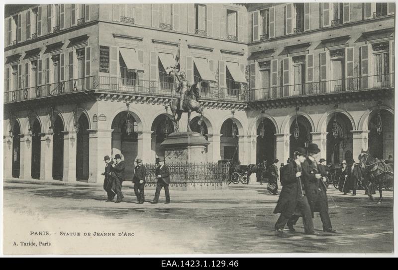 View of Jeanne D ́Arci monument in Paris, photo postcard
