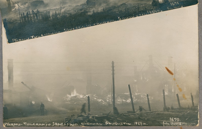 Pärnu - tulekahju Jänesselja tänaval (Tallinna mnt.), 1924.a.