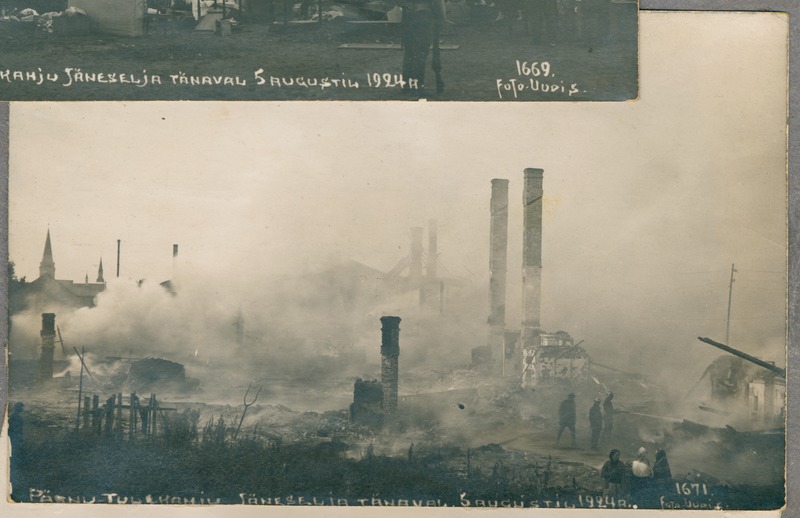 Pärnu - tulekahju Jänesselja tänaval (Tallinna mnt.), 1924.a.