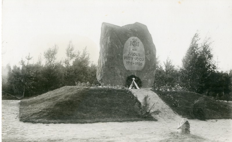 Foto. Vabadussõja Punapargi lahingu mälestusmärk 11. september 1932.a. Tihemetsa