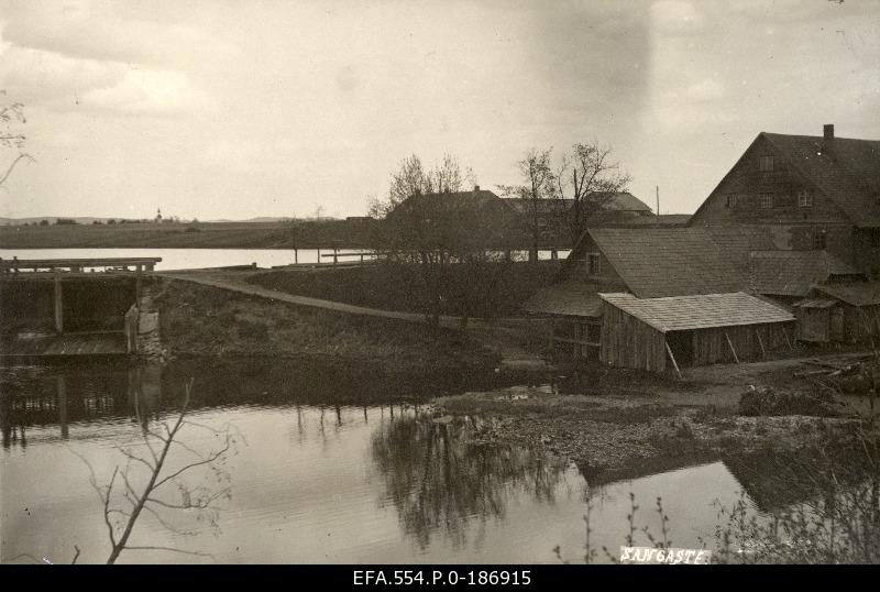 Manor buildings and watermill in Sangaste near Väike-Emajõe.