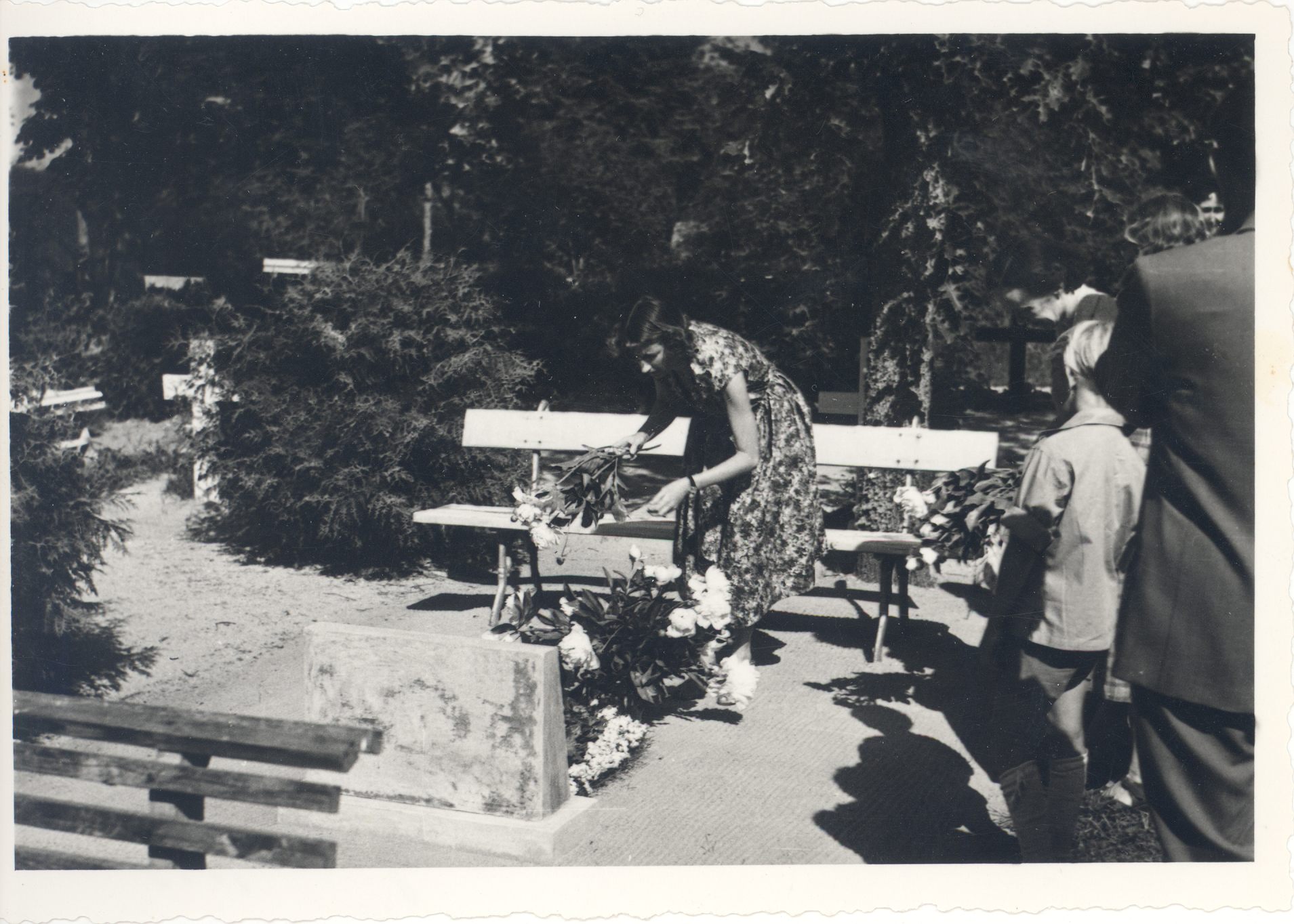 Wulff, Gustav, Ingrid Loosme Gustav Wulff's grave with flowers on the cemetery, June 24, 1960