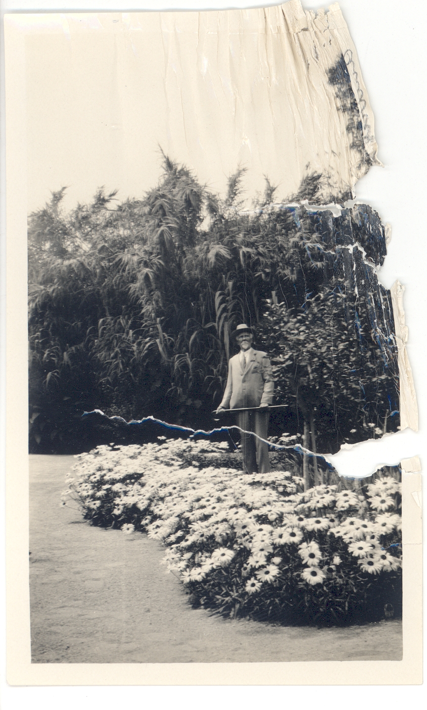 Andres Saal in his garden in Hollywood