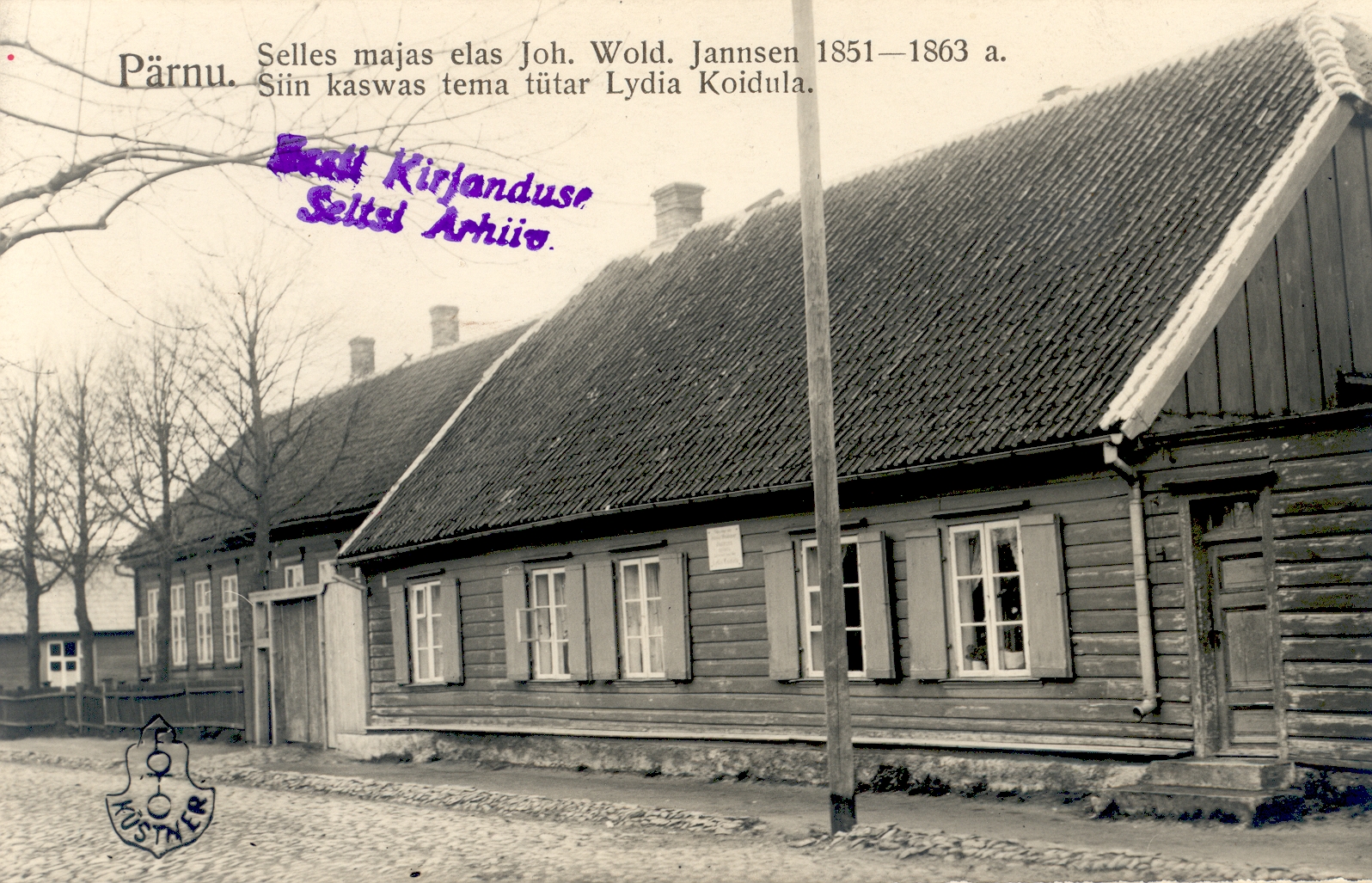 J. W. Jannsen house in Pärnu (1851-1863). A.)