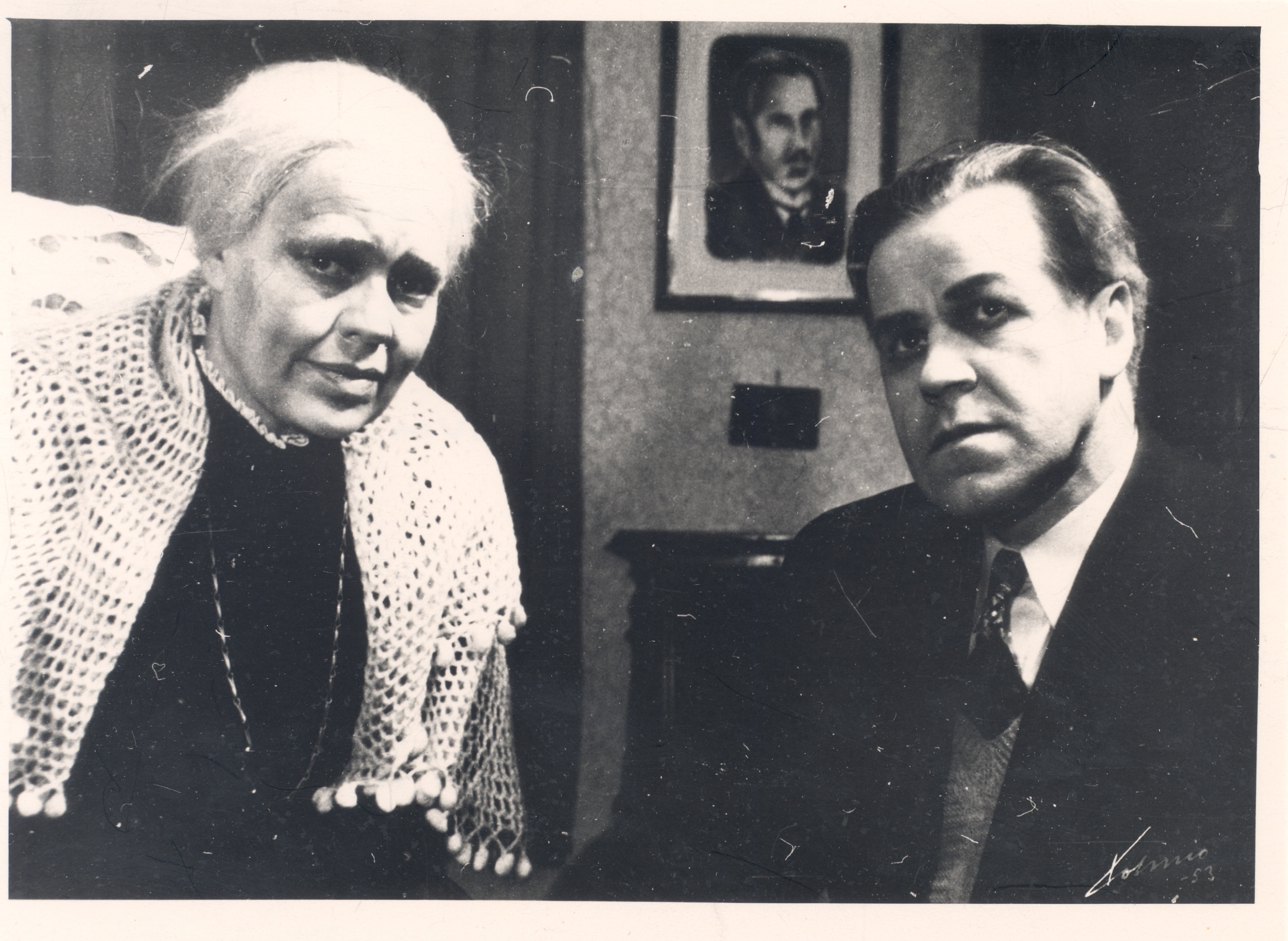 Hella Wuoli River "What now, Niskamäe?" Premiere 12. II 1953, Old Penitenti - Elsa Turakoinen, Juhani - Edvin Laine
