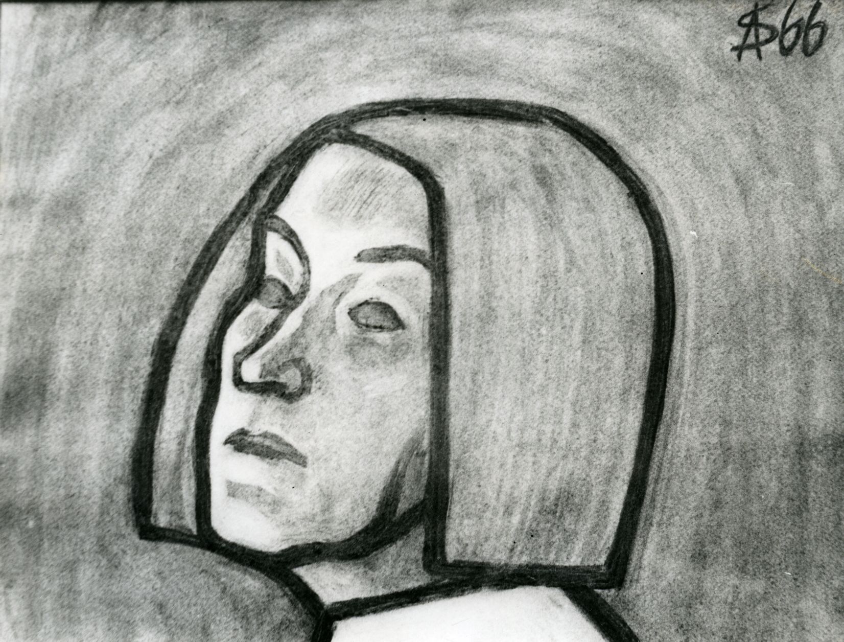 Betti Alver. Al. Suumani coal drawing, 1966
