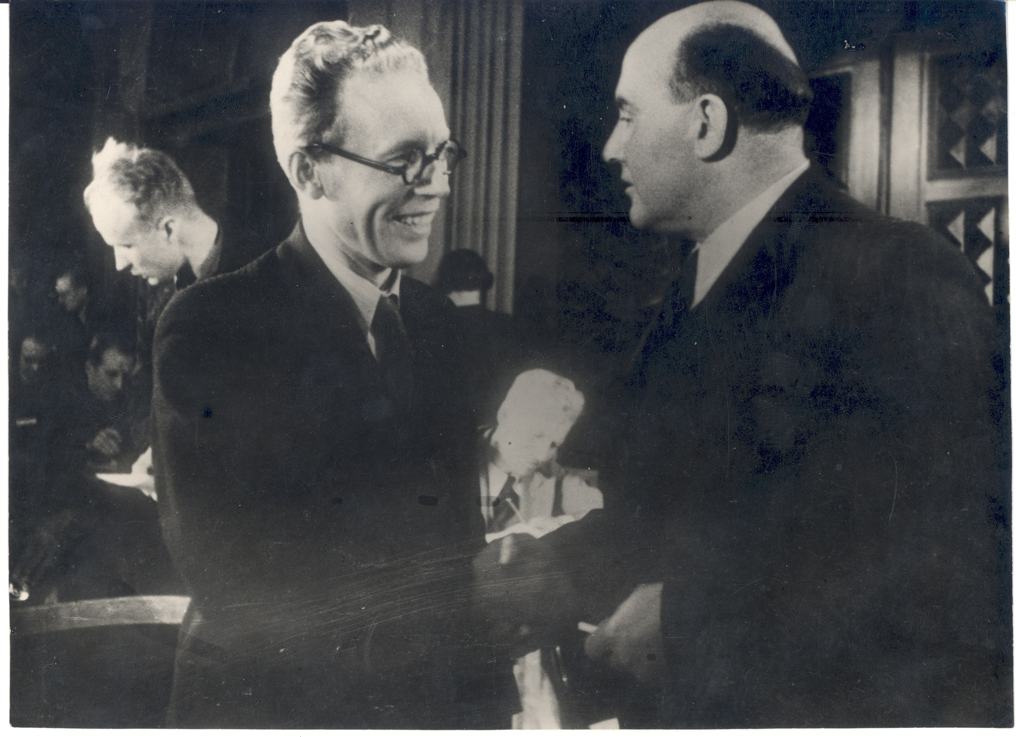 Johannes Vares-Barbarus (best) and Johannes Lauristin (left) when Estonia was accepted into the Soviet Union in the summer of 1940 in Moscow