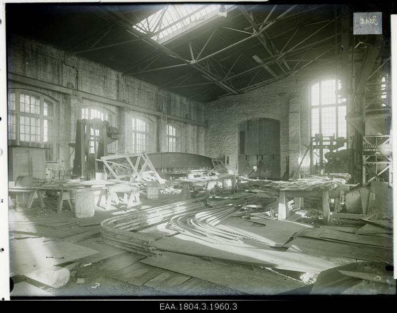 Inside the factory building