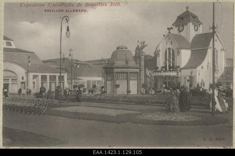 View of the Alemand Palace during the 1910th World Exhibition in Brussels, photo postcard
