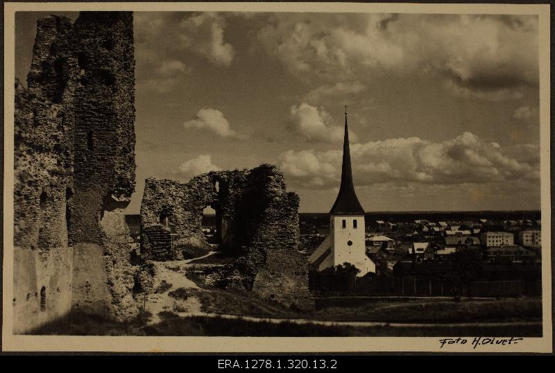 View of Rakvere fortress evacuations and the Trinity Church.