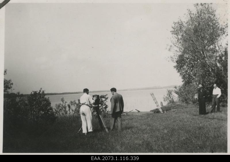Pictures of Estonian Cultural Film in Palamus 23.05.1937, Konstantin Kalamees and Arno Raag by Lake Kuremaa