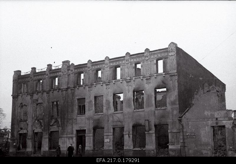 The ruins of the hotel in Livonia on the street of Riga.