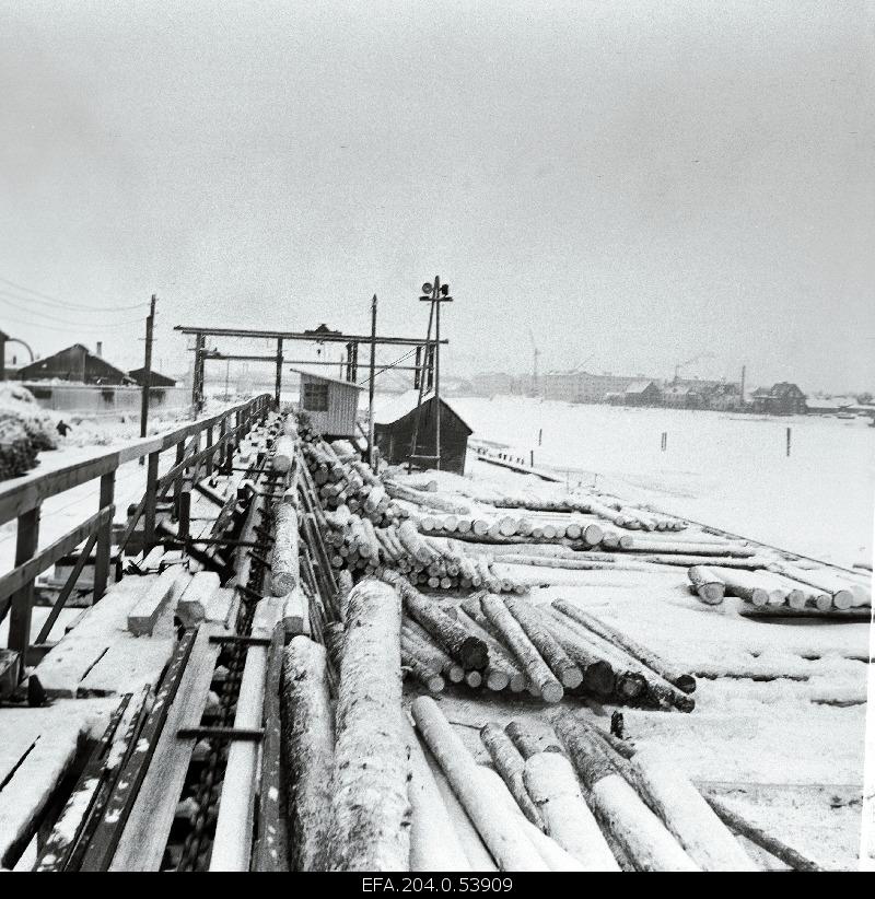 Semi-automatic line for the sorting of logs introduced in Pärnu Metsakombinate.