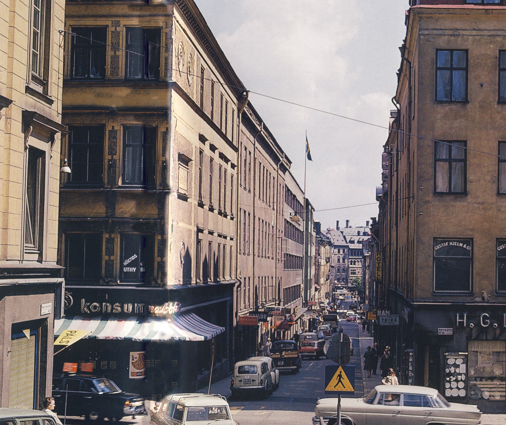 M Samuelsgatan 1966 - Mäster Samuelsgatan i Stockholm 1966 (Fotomontage)