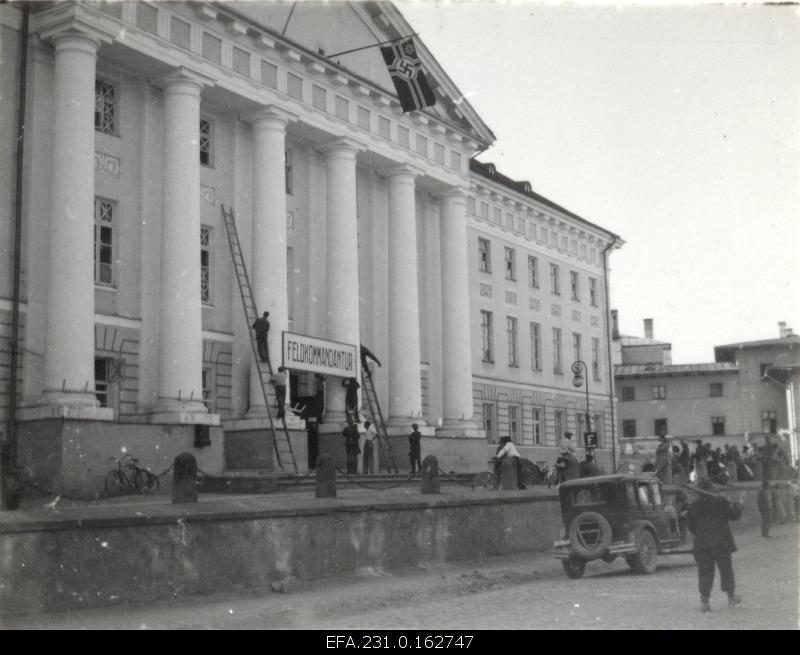 German occupation in Estonia. Välikomandantur in the main building of the University of Tartu.
