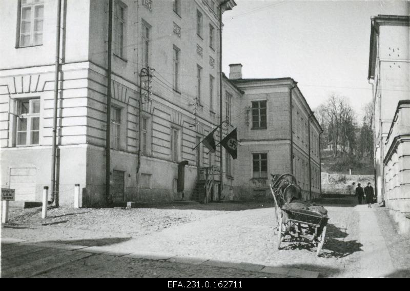 German occupation in Estonia. Temporary entrance to the University of Tartu.
