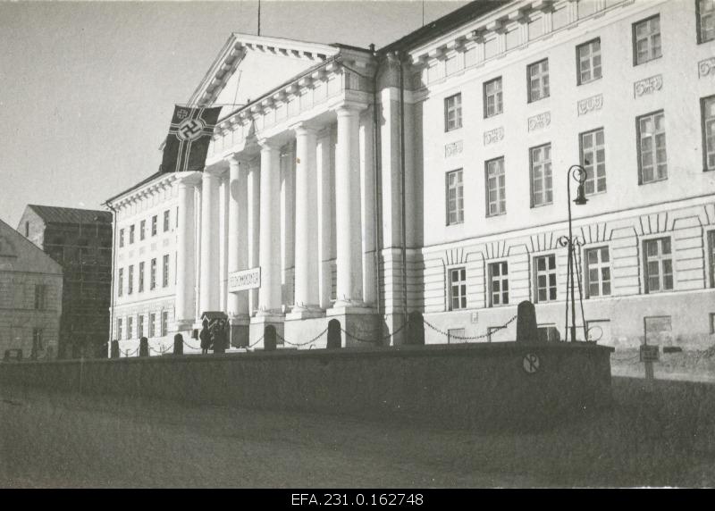 German occupation in Estonia. Entrance to the main building of the field command of the University of Tartu.