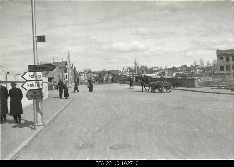 German occupation in Estonia. Construction of the Freedom Bridge.