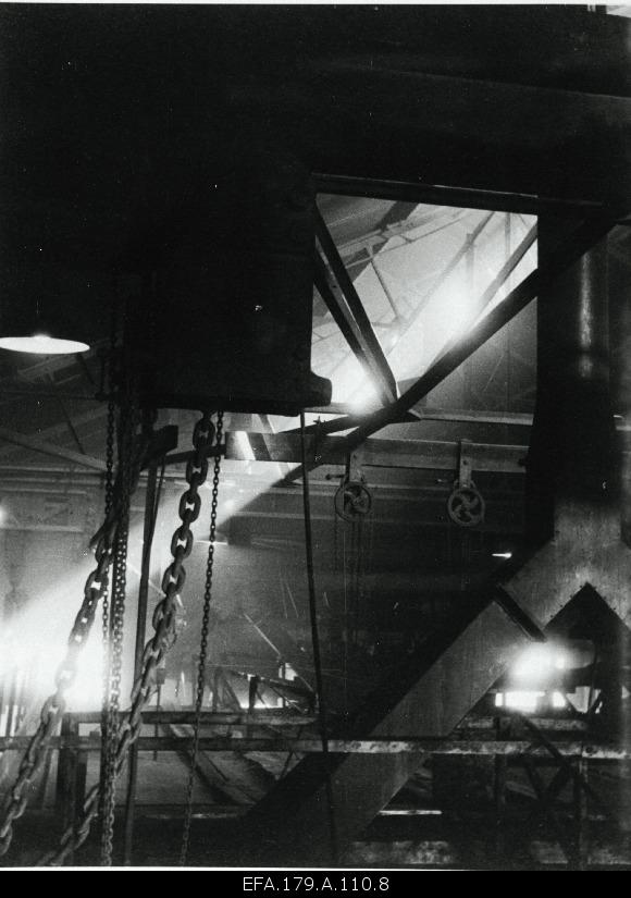 Internal view of the oil factory in Kohtla-Järve of the state Põllustone industry.