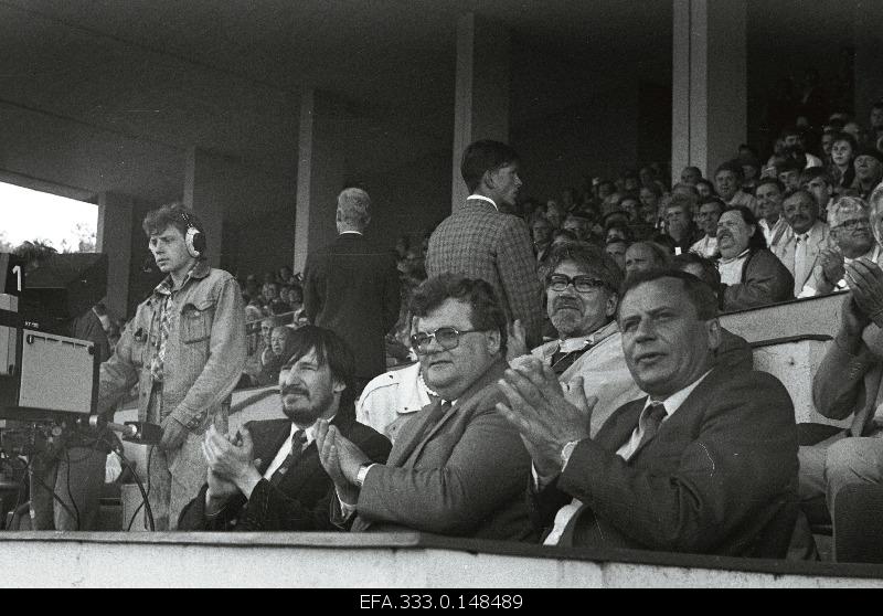 The 50th anniversary of the first meeting of Estonian and Latvian Football National Assembly at the Kadrioru Stadium will be observed (more) by the Estonian Minister of Interior Olev Laanjärv, the Chairman of the Estonian Government Edgar Savisaar and Mati Hint, member of the Estonian National Council.