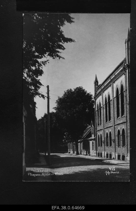 View of Pärnu German school from the east, Rüütli Street.
