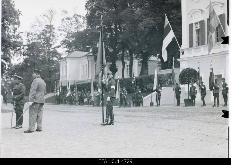 Guard of the defence allies in front of the castle of Kadrioru in the event of the arrival of the Swedish King Gustav V.