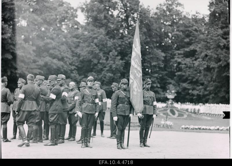 Representatives of the Defence League at Kadrioru Castle during the visit to Estonia by King Gustav V of Sweden.