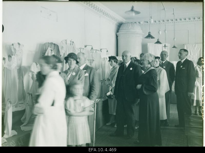 Visitors at the exhibition of students' works at the Tallinn Women's School.