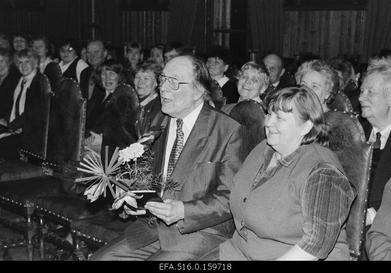 Concert in Rägavere Manor Hall for the award of the Literature Awards of the year. First row: Virumaa Literature Prize winner Jaan Kross with wife writer Ellen Niidu.