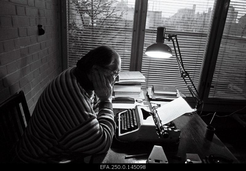 Writer Jaan Kross at home.